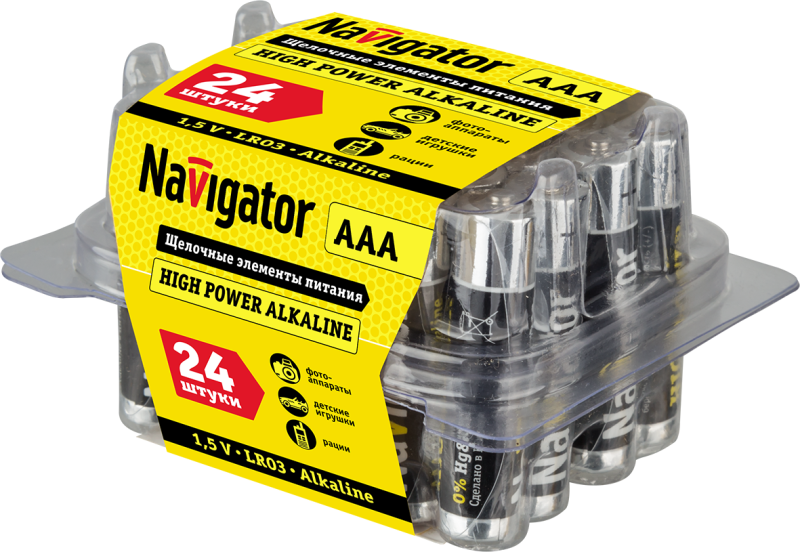 94787_1.png Элемент питания алкалиновый AAA/LR03 94 787 NBT-NE-LR03-BOX24 (уп.24шт) Navigator 94787 — изображение 1