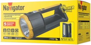Фонарь-прожектор аккумуляторный 95 567 NPT-SP37-ACCU прожектор/кемпинг 1LED 10W+60COB 6Вт 4хli-ion 1.2А.ч Navigator 95567 — изображение 3
