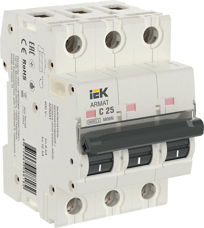 AR-M06N-3-C025_1.jpeg Выключатель автоматический модульный 3п C 25А M06N ARMAT IEK AR-M06N-3-C025 — изображение 1