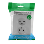Розетка 2-м СП AtlasDesign 16А IP20 без заземл. в сборе бел. SE ATN000120 — изображение 5