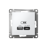 Розетка USB AtlasDesign тип A+C 45Вт QC PD высокоскор. ЗУ механизм бел. SE ATN000129 — изображение 2