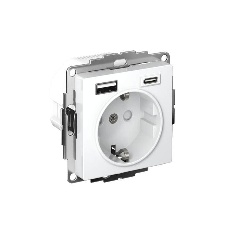 ATN000132_2.png Розетка AtlasDesign 16А с 2-мя заряд. устройствами USB тип A+C 5В/2.4А 2х5В/1.2А механизм бел. SE ATN000132 — изображение 1