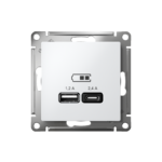 Розетка USB AtlasDesign тип A+C 5В/2.4А 2х5В/1.2А механизм бел. SE ATN000139 — изображение 2