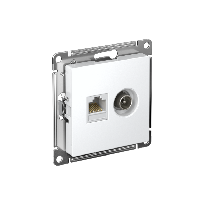 ATN000189_2.png Розетка компьютерная + телевизионная 2-м СП AtlasDesign RJ45 кат.5E + TV механизм бел. SE ATN000189 — изображение 1