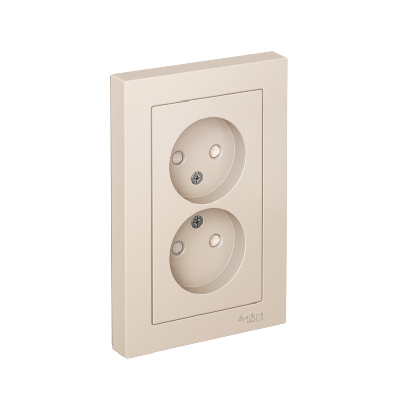 ATN000222_2.png Розетка 2-м СП AtlasDesign 16А IP20 без заземл. защ. шторки в сборе беж. SE ATN000222 — изображение 1