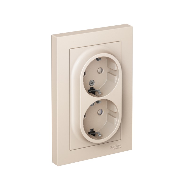 ATN000226_2.png Розетка 2-м СП AtlasDesign 16А IP20 с заземл. защ. шторки в сборе беж. SE ATN000226 — изображение 1