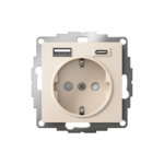 Розетка AtlasDesign 16А с 2-мя заряд. устройствами USB тип A+C 5В/2.4А 2х5В/1.2А механизм беж. SE ATN000232 — изображение 2