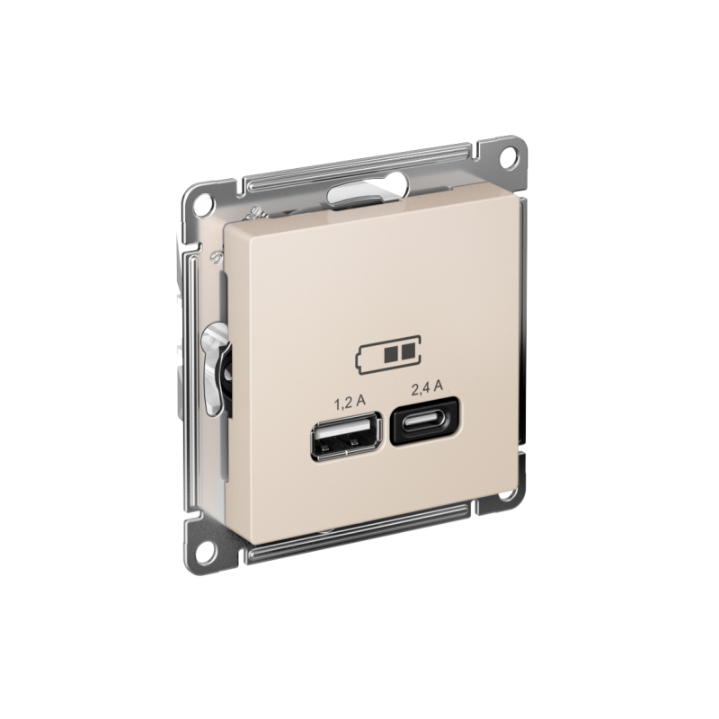 ATN000239_2.png Розетка USB AtlasDesign тип A+C 5В/2.4А 2х5В/1.2А механизм беж. SE ATN000239 — изображение 1
