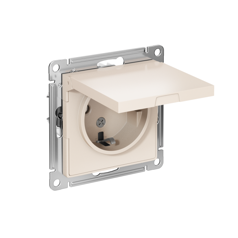 ATN000246_2.png Розетка 1-м СП AtlasDesign 16А IP20 с заземл. защ. шторки с крышкой механизм беж. SE ATN000246 — изображение 1