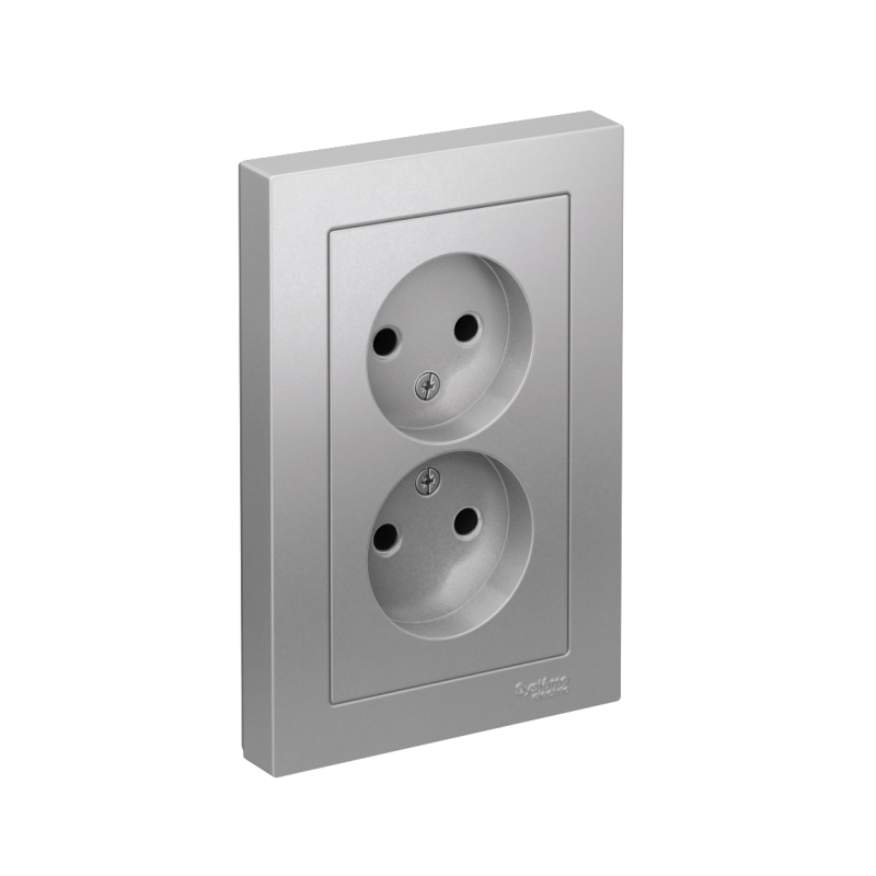 ATN000320_2.png Розетка 2-м СП AtlasDesign 16А IP20 без заземл. в сборе алюм. SE ATN000320 — изображение 1