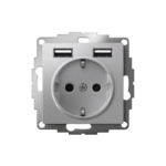 Розетка 1-м СП AtlasDesign 16А IP20 с 2-мя заряд. устройствами USB тип A+A 5В/2.4А 2х5В/1.2А механизм алюм. SE ATN000330 — изображение 2