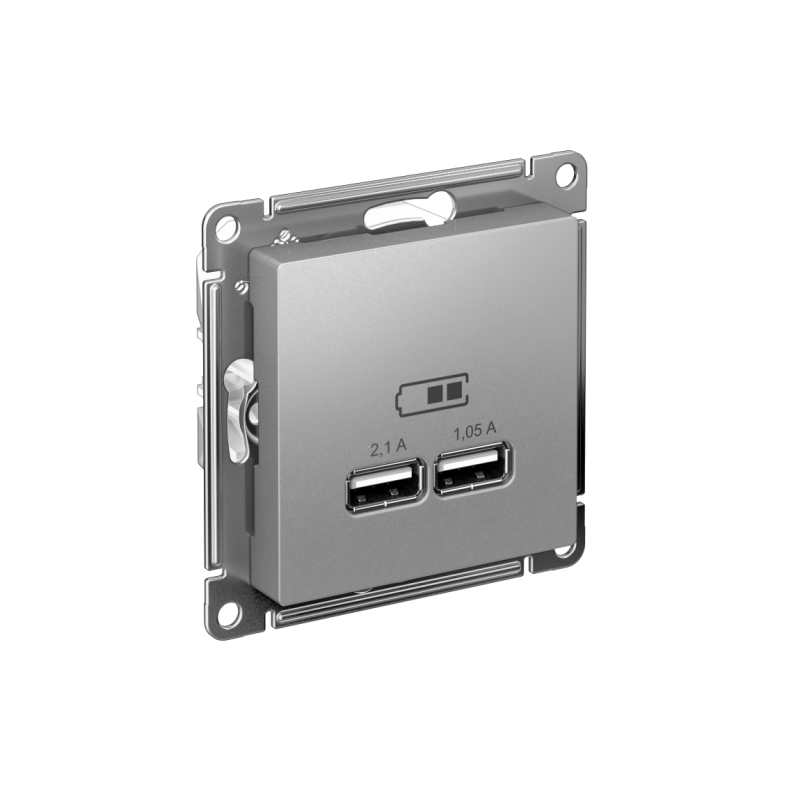 ATN000333_2.png Розетка USB AtlasDesign тип A+A 5В 1х2.1А 2х1.05А механизм алюм. SE ATN000333 — изображение 1