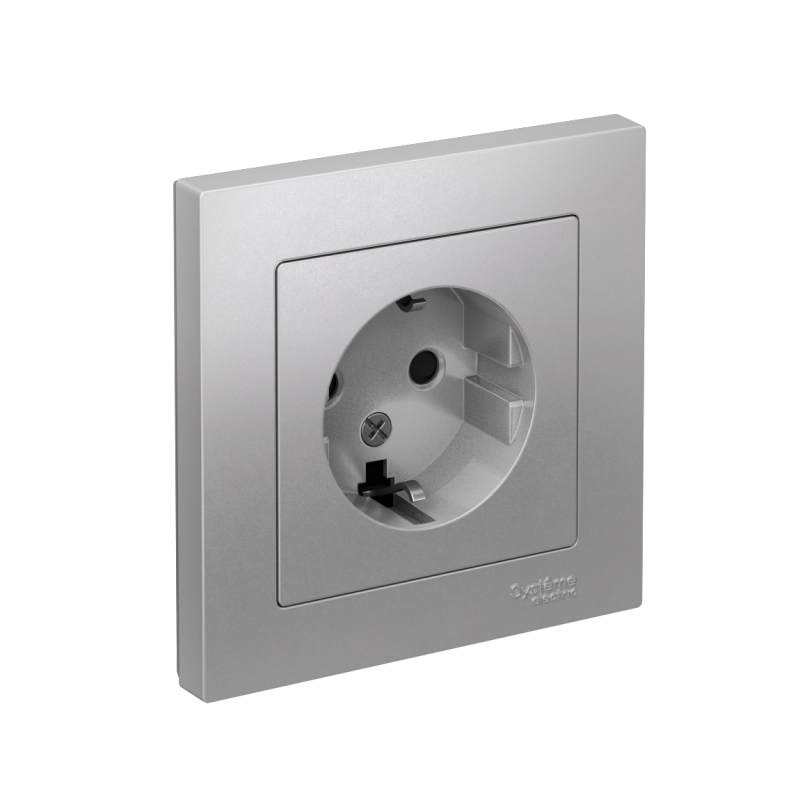 ATN000344_2.png Розетка 1-м СП AtlasDesign 16А IP20 с заземл. защ. шторки в сборе алюм. SE ATN000344 — изображение 1