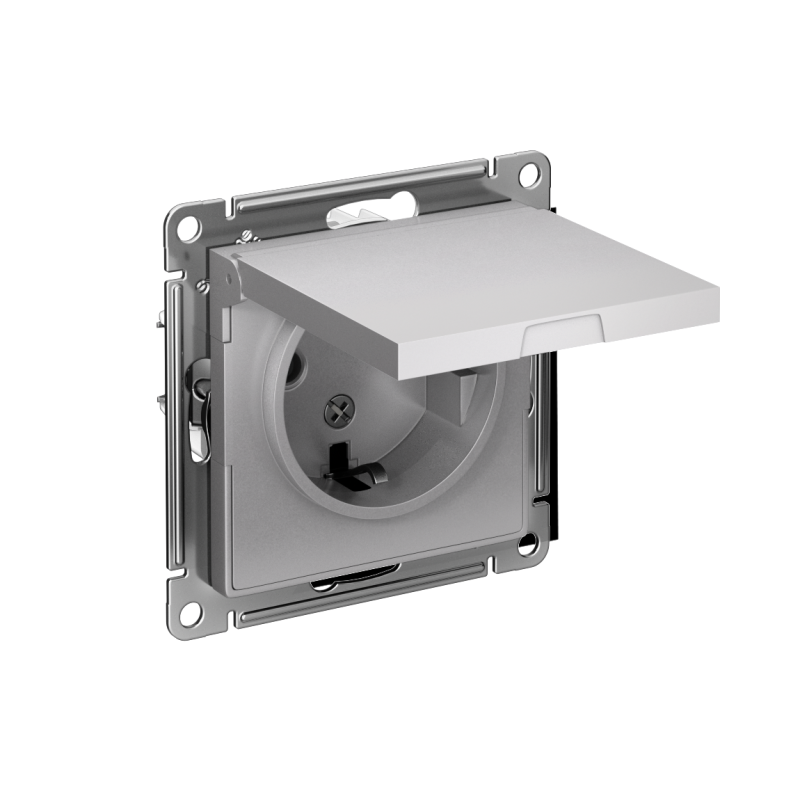 ATN000346_2.png Розетка 1-м СП AtlasDesign 16А IP20 с заземл. защ. шторки с крышкой механизм алюм. SE ATN000346 — изображение 1