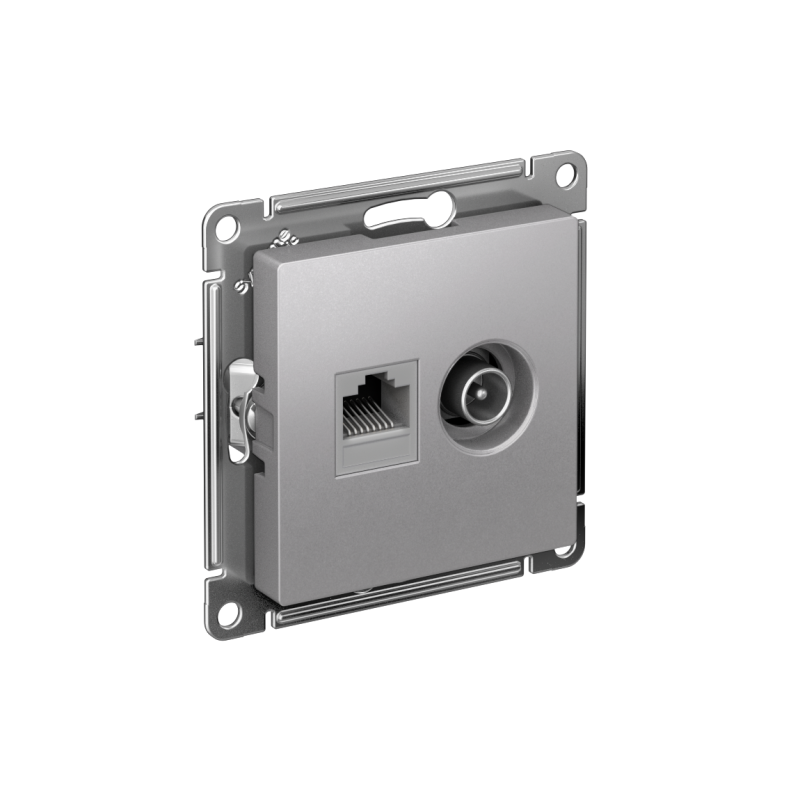 ATN000389_2.png Розетка компьютерная + телевизионная 2-м СП AtlasDesign RJ45 кат.5E + TV механизм алюм. SE ATN000389 — изображение 1