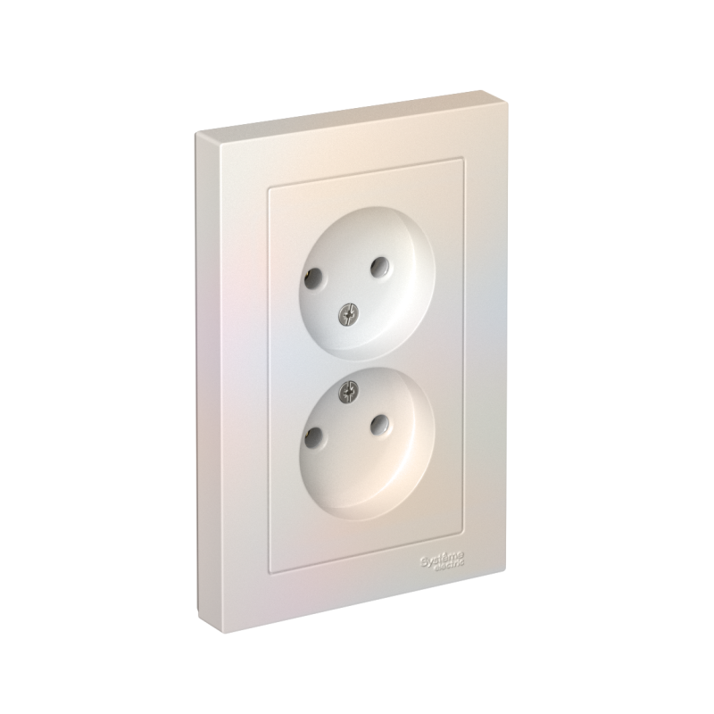 ATN000420_2.png Розетка 2-м СП AtlasDesign 16А IP20 без заземл. в сборе жемчуж. SE ATN000420 — изображение 1