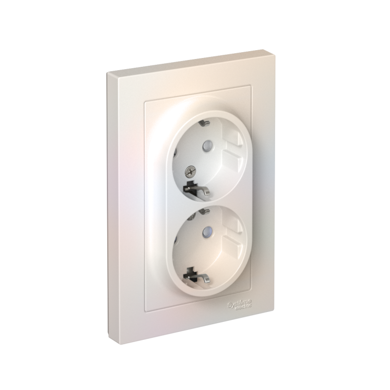 ATN000426_2.png Розетка 2-м СП AtlasDesign 16А IP20 с заземл. защ. шторки в сборе жемчуж. SE ATN000426 — изображение 1