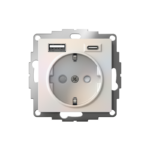 Розетка AtlasDesign 16А с 2-мя заряд. устройствами USB тип A+C 5В/2.4А 2х5В/1.2А механизм жемчуж. SE ATN000432 — изображение 2