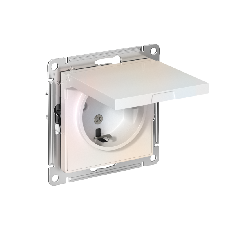 ATN000446_2.png Розетка 1-м СП AtlasDesign 16А IP20 с заземл. защ. шторки с крышкой механизм жемчуж. SE ATN000446 — изображение 1