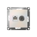 Розетка компьютерная + телевизионная 2-м СП AtlasDesign RJ45 кат.5E + TV механизм жемчуж. SE ATN000489 — изображение 2