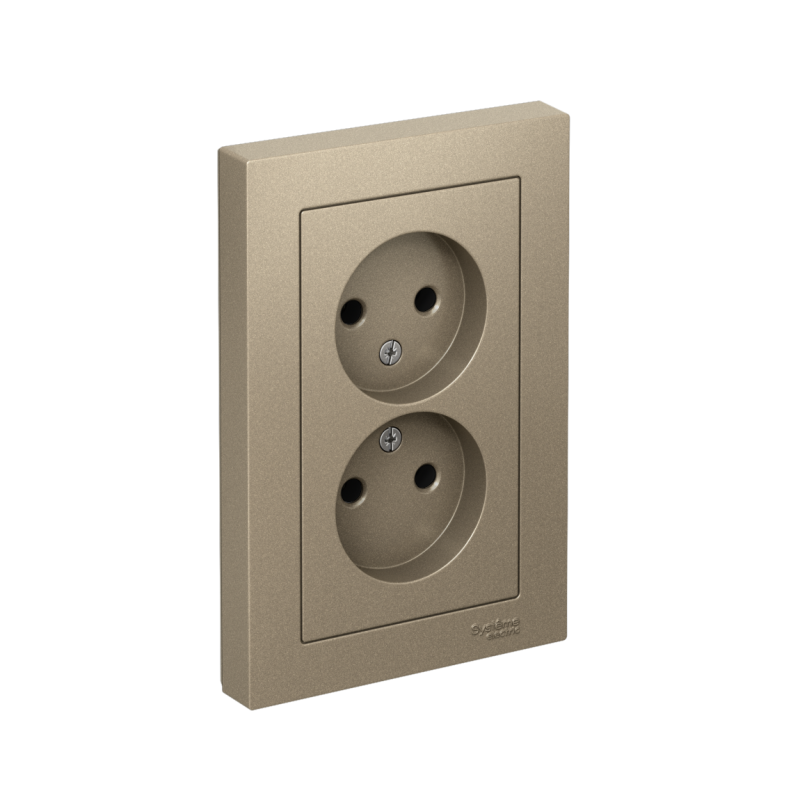 ATN000520_2.png Розетка 2-м СП AtlasDesign 16А IP20 без заземл. в сборе шампань SE ATN000520 — изображение 1