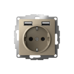 Розетка 1-м СП AtlasDesign 16А IP20 с 2-мя заряд. устройствами USB тип A+A 5В/2.4А 2х5В/1.2А механизм шампань SE ATN000530 — изображение 2