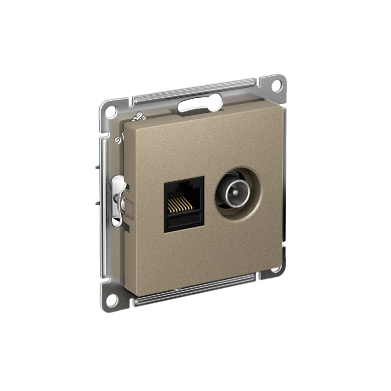 ATN000589_2.png Розетка компьютерная + телевизионная 2-м СП AtlasDesign RJ45 кат.5E + TV механизм шампань SE ATN000589 — изображение 1