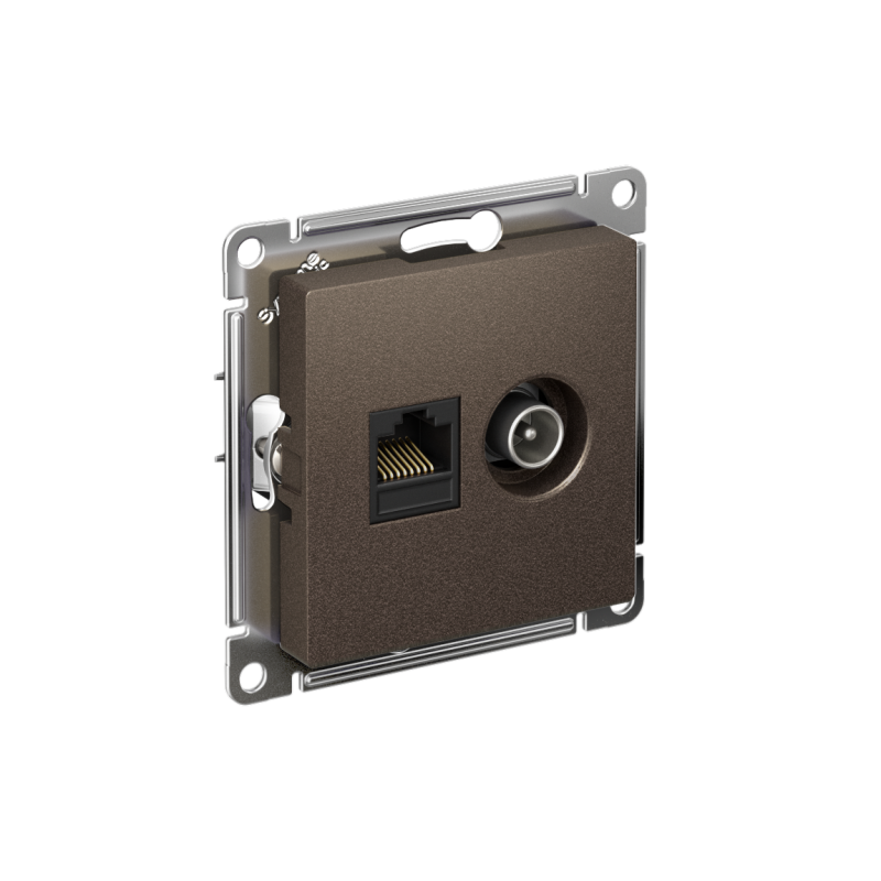 ATN000689_2.png Розетка компьютерная + телевизионная 2-м СП AtlasDesign RJ45 кат.5E + TV механизм мокко SE ATN000689 — изображение 1