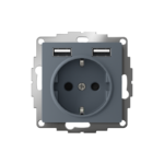 Розетка 1-м СП AtlasDesign 16А IP20 с 2-мя заряд. устройствами USB тип A+A 5В/2.4А 2х5В/1.2А механизм грифель SE ATN000730 — изображение 2