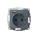 Розетка AtlasDesign 16А с 2-мя заряд. устройствами USB тип A+C 5В/2.4А 2х5В/1.2А механизм грифель SE ATN000732 — изображение 2