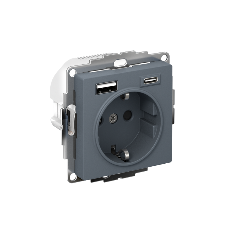 ATN000732_2.png Розетка AtlasDesign 16А с 2-мя заряд. устройствами USB тип A+C 5В/2.4А 2х5В/1.2А механизм грифель SE ATN000732 — изображение 1