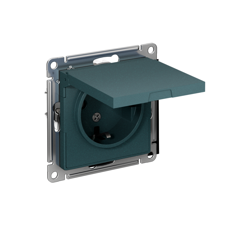 ATN000846_2.png Розетка 1-м СП AtlasDesign 16А IP20 с заземл. защ. шторки с крышкой механизм изумруд SE ATN000846 — изображение 1