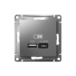 Розетка USB AtlasDesign тип A+C 45Вт QC PD высокоскор. ЗУ механизм сталь SE ATN000929 — изображение 2
