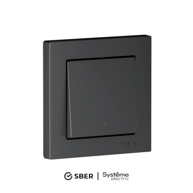 ATN001013Z_10.jpeg Выключатель 1-кл. AtlasDesign Smart 10А (сх. 1) L+N с подсветкой Zigbee механизм карбон SE ATN001013Z — изображение 1