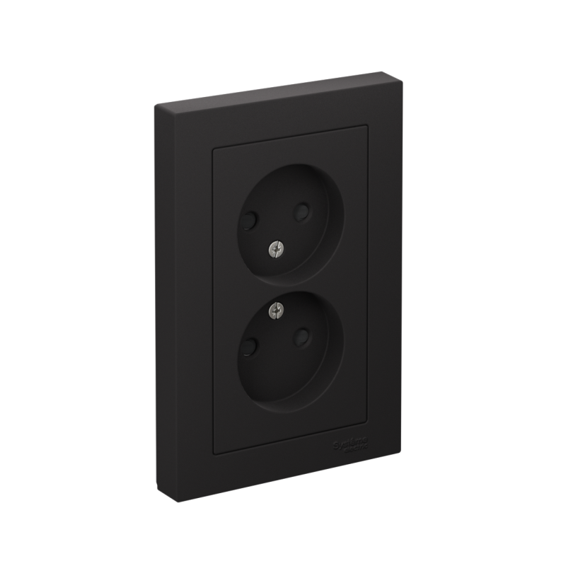ATN001022_2.png Розетка 2-м СП AtlasDesign 16А IP20 без заземл. защ. шторки в сборе карбон SE ATN001022 — изображение 1