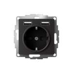 Розетка 1-м СП AtlasDesign 16А IP20 с 2-мя заряд. устройствами USB тип A+A 5В/2.4А 2х5В/1.2А механизм карбон SE ATN001030 — изображение 2
