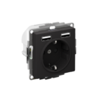 Розетка 1-м СП AtlasDesign 16А IP20 с 2-мя заряд. устройствами USB тип A+A 5В/2.4А 2х5В/1.2А механизм карбон SE ATN001030