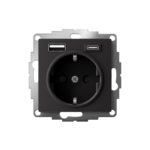 Розетка AtlasDesign 16А с 2-мя заряд. устройствами USB тип A+C 5В/2.4А 2х5В/1.2А механизм карбон SE ATN001032 — изображение 2
