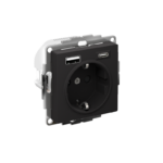 Розетка AtlasDesign 16А с 2-мя заряд. устройствами USB тип A+C 5В/2.4А 2х5В/1.2А механизм карбон SE ATN001032