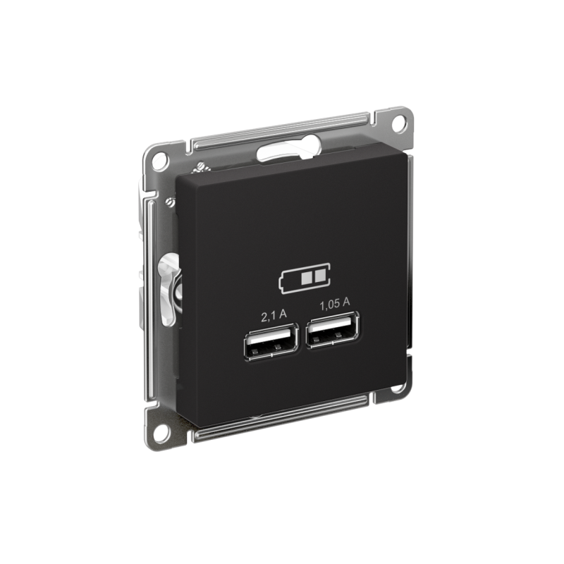 ATN001033_2.png Розетка USB AtlasDesign тип A+A 5В 1х2.1А 2х1.05А механизм карбон SE ATN001033 — изображение 1