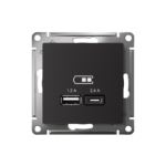 Розетка USB AtlasDesign тип A+C 5В/2.4А 2х5В/1.2А механизм карбон SE ATN001039 — изображение 2