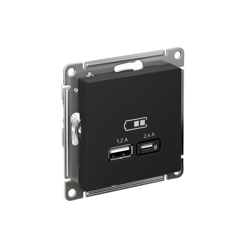 ATN001039_2.png Розетка USB AtlasDesign тип A+C 5В/2.4А 2х5В/1.2А механизм карбон SE ATN001039 — изображение 1