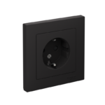 Розетка 1-м СП AtlasDesign 16А IP20 с заземл. защ. шторки в сборе карбон SE ATN001044