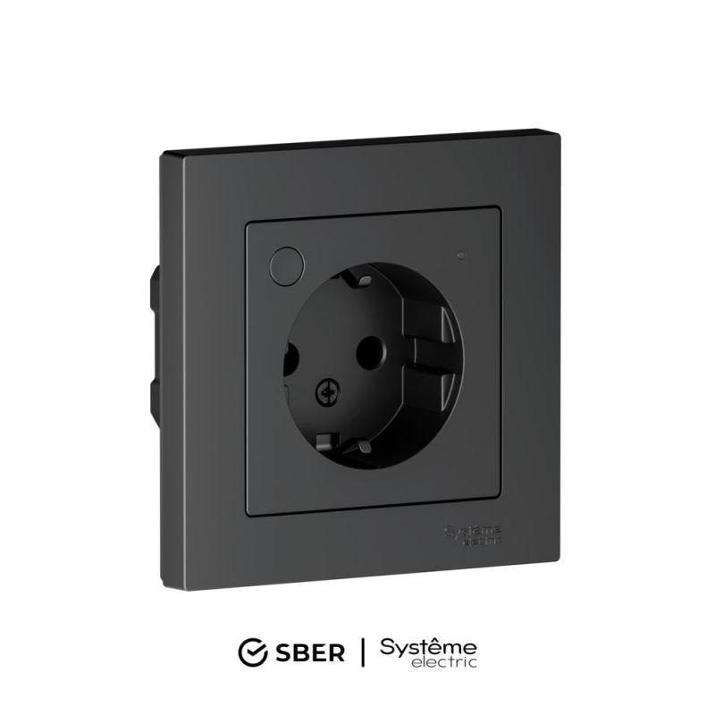 ATN001045Z_8.jpeg Розетка AtlasDesign Smart 16А L+N с заземл. защ. шторки Zigbee механизм карбон SE ATN001045Z — изображение 1