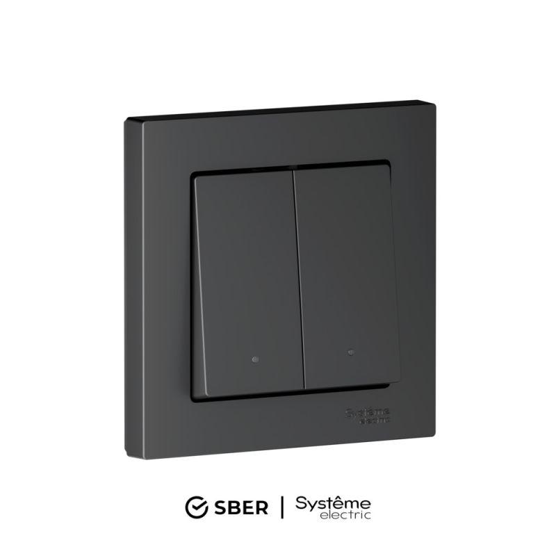 ATN001053Z_8.jpeg Выключатель 2-кл. AtlasDesign Smart 10А (сх. 5) L+N с подсветкой Zigbee механизм карбон SE ATN001053Z — изображение 1