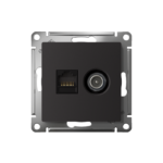 Розетка компьютерная + телевизионная 2-м СП AtlasDesign RJ45 кат.5E + TV механизм карбон SE ATN001089 — изображение 2