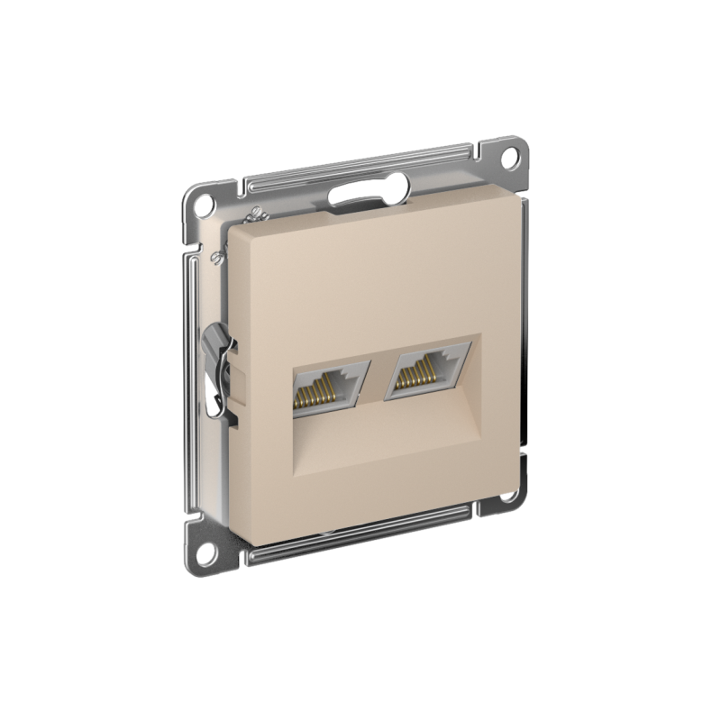 ATN001285_2.png Розетка компьютерная 2-м AtlasDesign RJ45+RJ45 кат.5E механизм песочн. SE ATN001285 — изображение 1