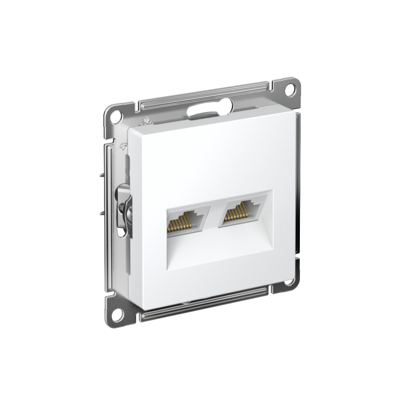 ATN001385_2.png Розетка компьютерная 2-м AtlasDesign RJ45+RJ45 кат.5E механизм лотос SE ATN001385 — изображение 1