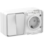 Блок ОП AtlasDesign PROFI IP54 (розетка 1-м 16А заземл. защ. шторки + 2-кл. выключатель 10А) бел. SE ATN540174 — изображение 2