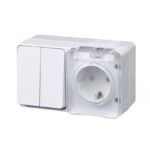 Блок ОП AtlasDesign PROFI IP54 (розетка 1-м 16А заземл. защ. шторки + 2-кл. выключатель 10А) бел. SE ATN540174